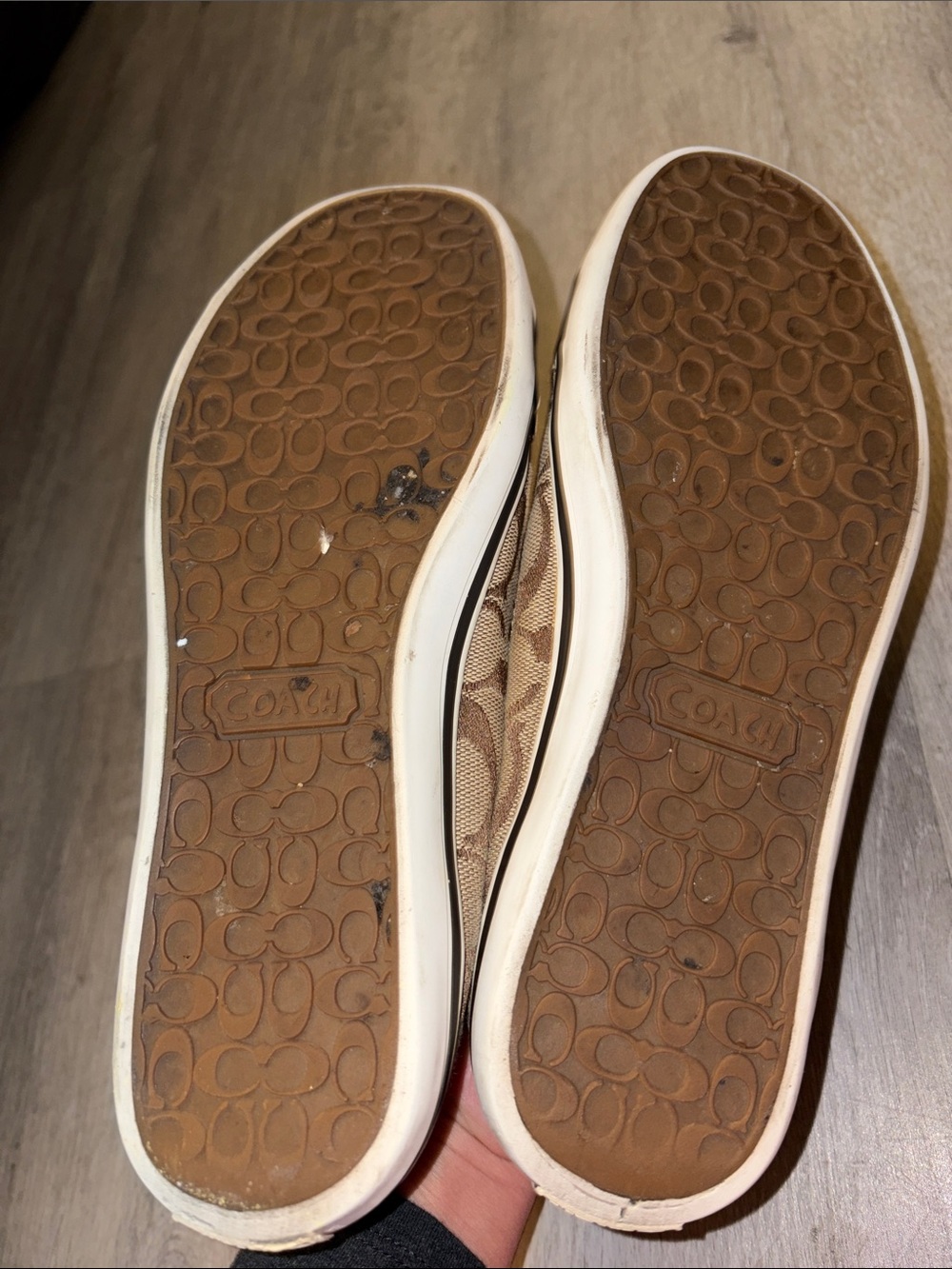 Coach Logo Slip-On Sneakers in Brown and Cream - Picture 5 of 5